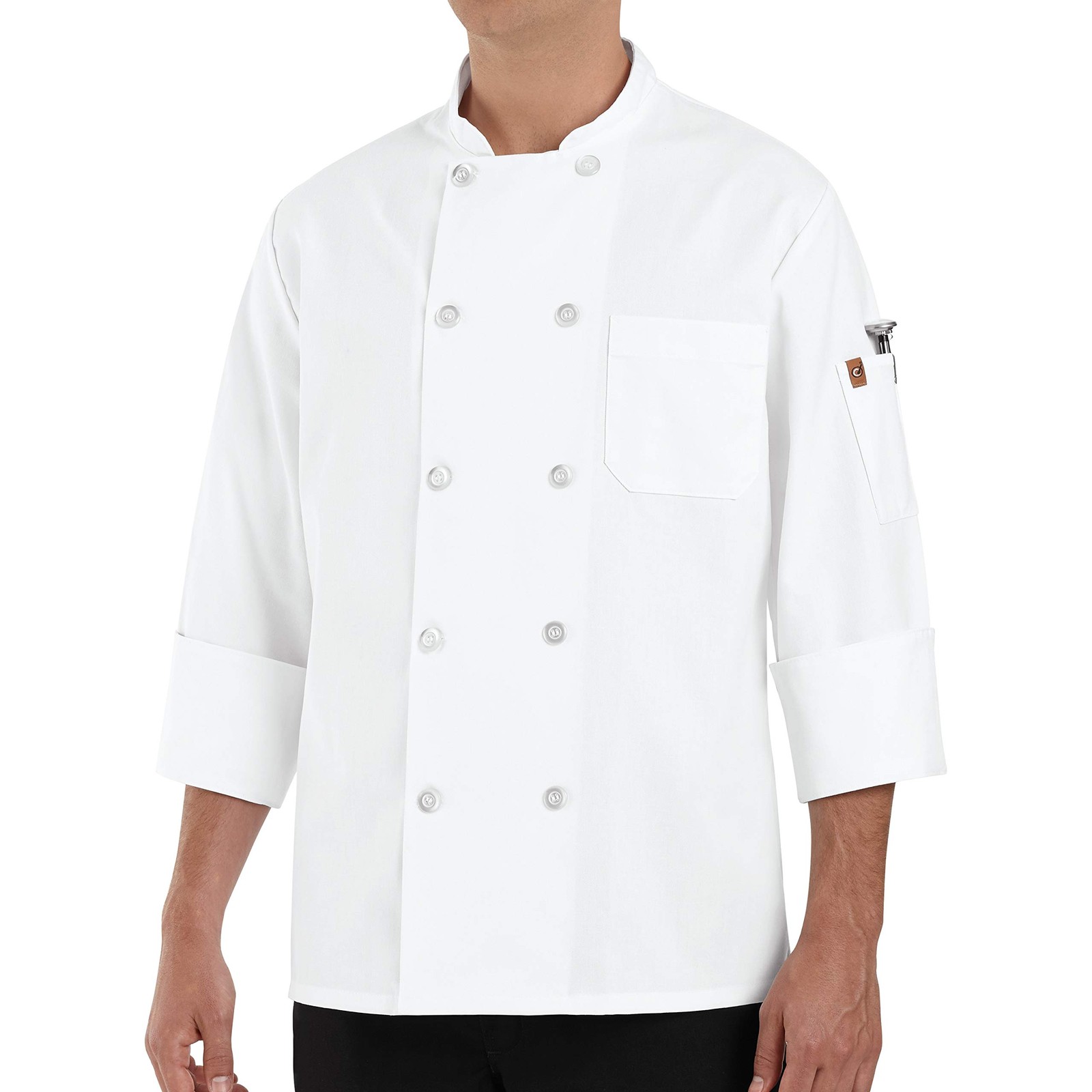 mens Designs® Men’s Ten Pearl Button Coat chefs jackets, White, 3X-Large