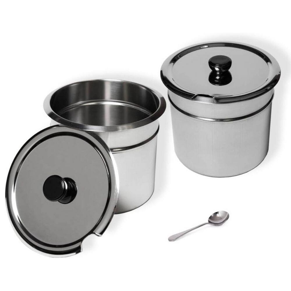 2 round Pots Stainless Steel Bain Marie Food Warmer
