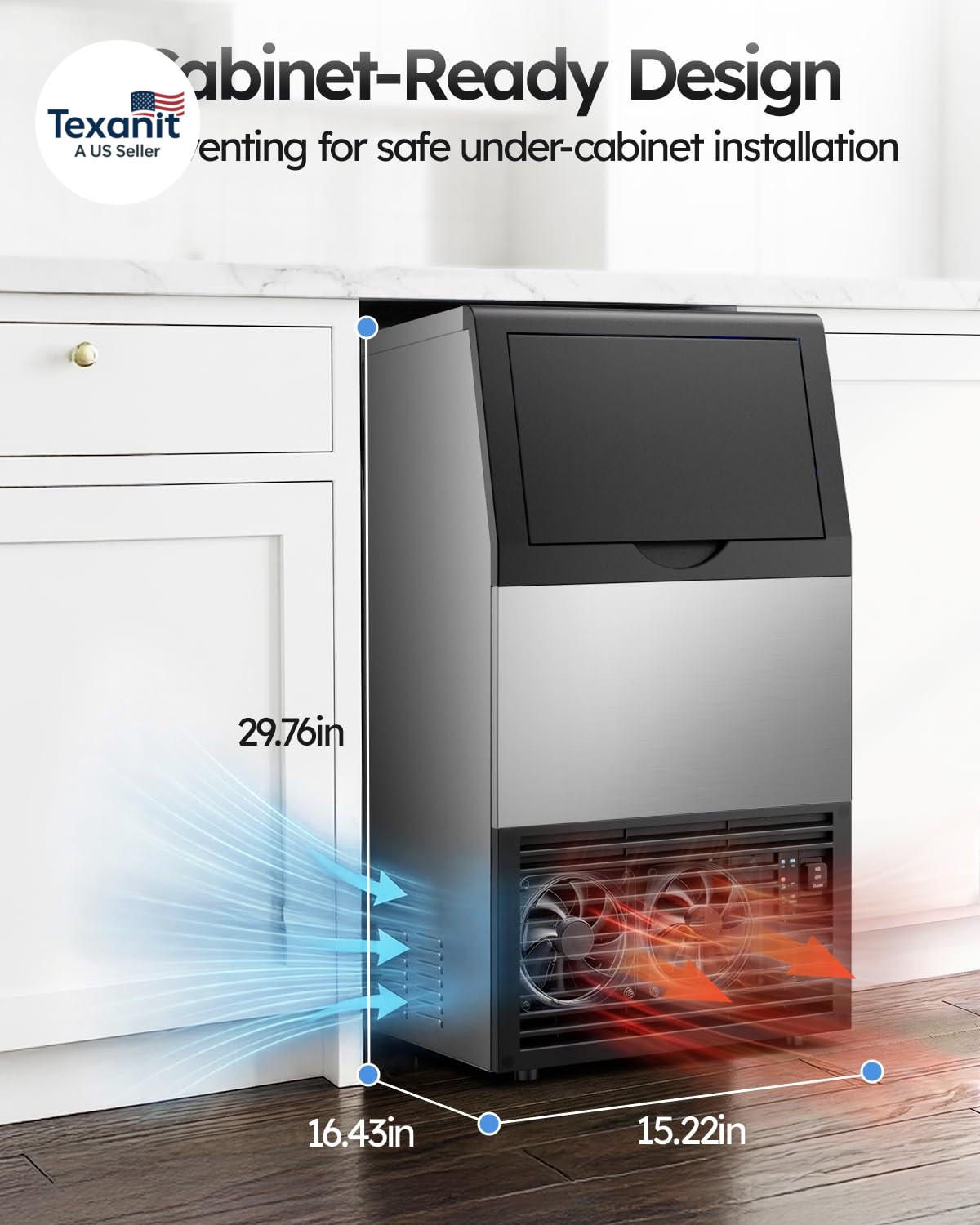 Commercial Ice Maker Machine, 100Lbs/24H with 33Lbs Ice Storage under Counter Ic