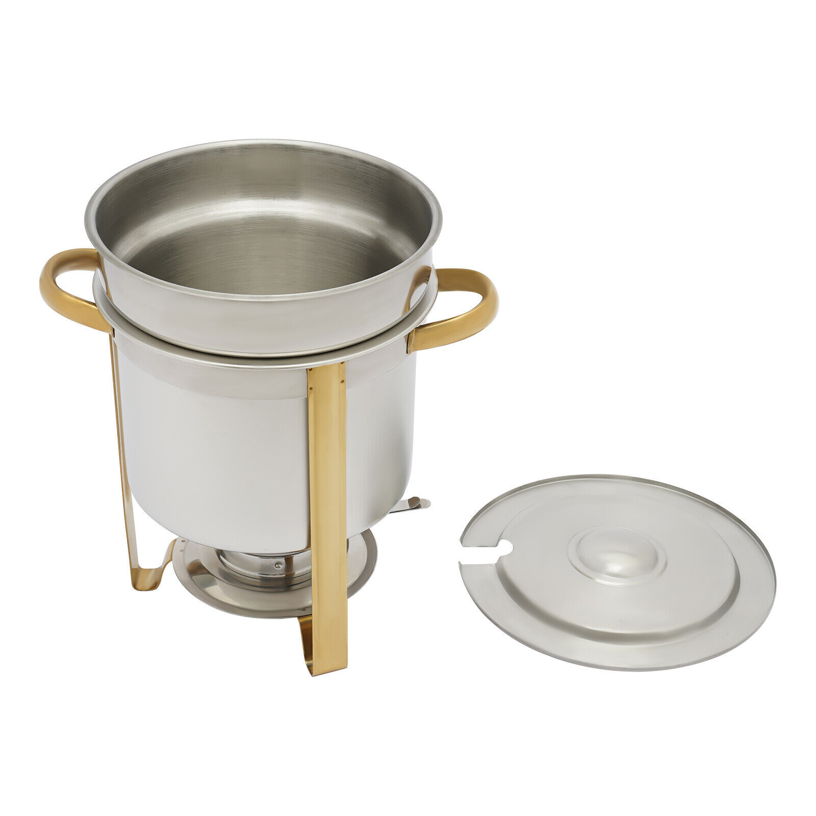 7L Gold Full Size Round Soup Chafer Stainless Steel Buffets Server Food Warmer