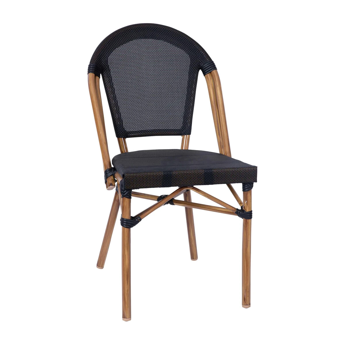 Bistro Style Gray Armless Dining Chair With Bamboo Aluminum Frame