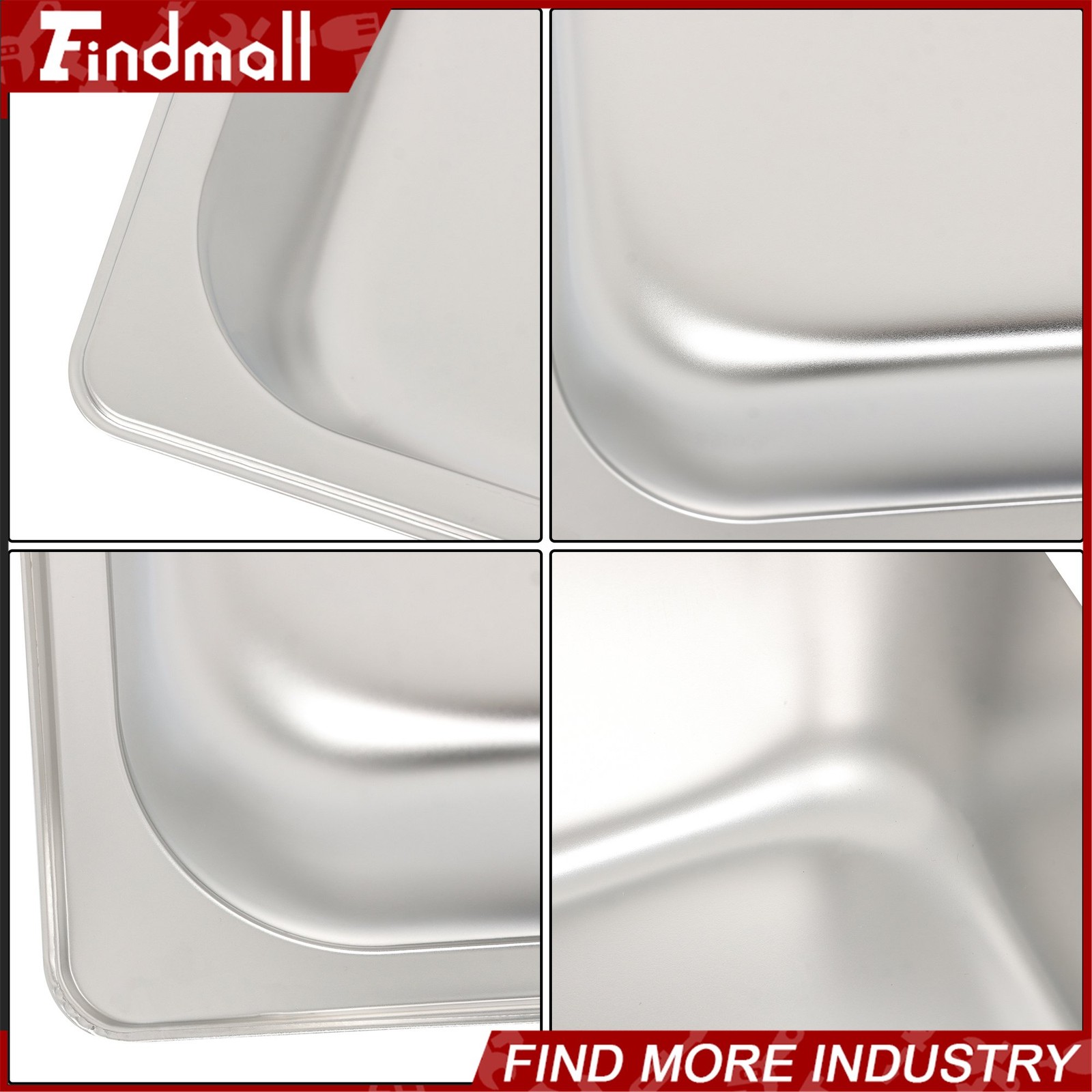 Findmall 6 Pack 4″ Deep Steam Table Pan Hotel Pans Food Prep Stainless Steel