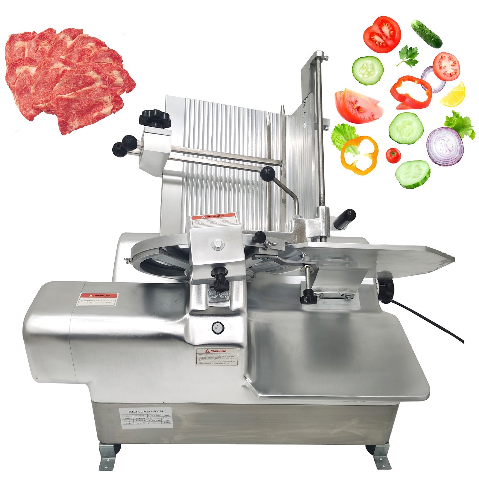 Frozen meat slicing machine 12.6″ Blade Food Slicer 0-15mm Thick Adjustable110V