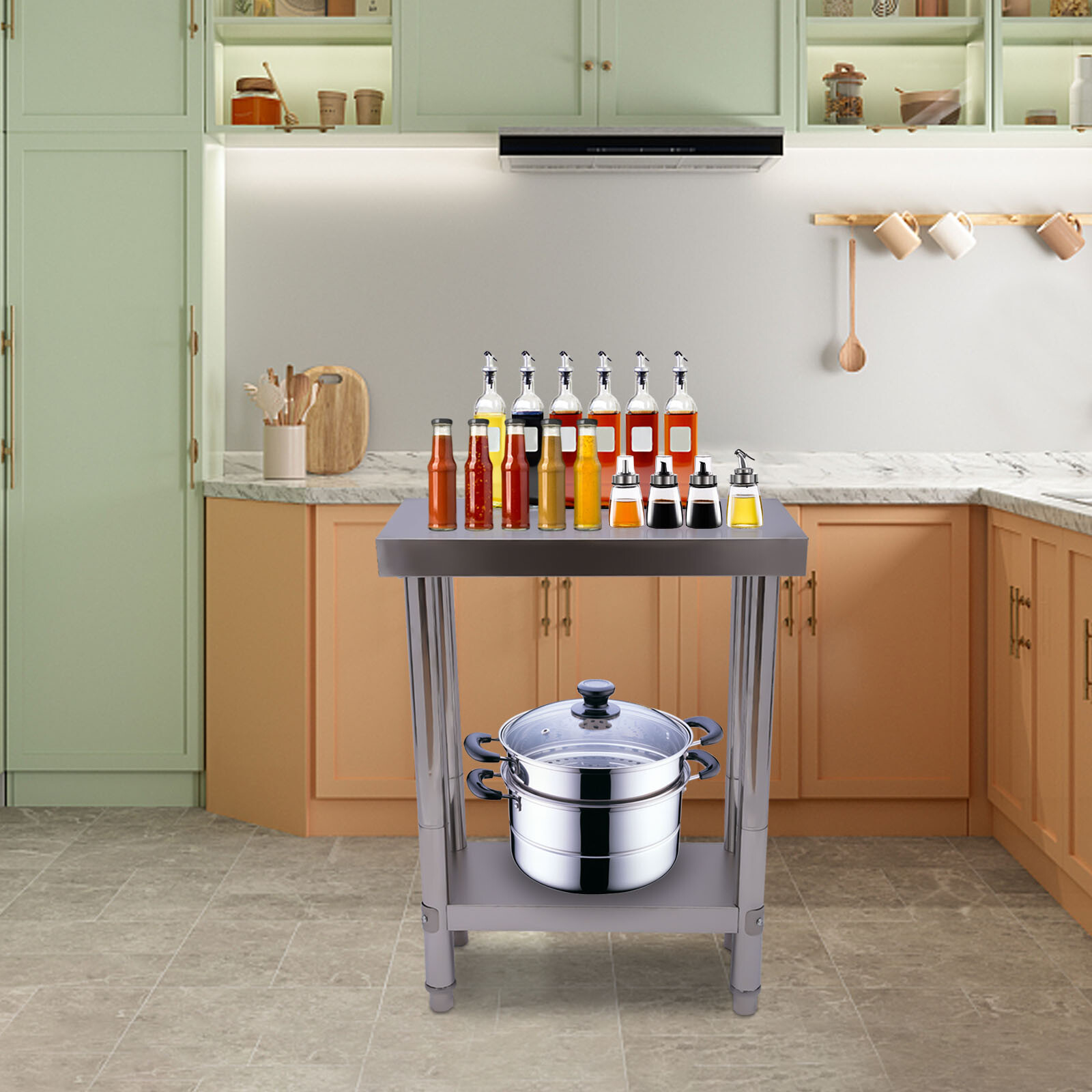 Stainless-Steel 60*30*85cm Commercial Kitchen Work Food Prep Table Heavy Duty
