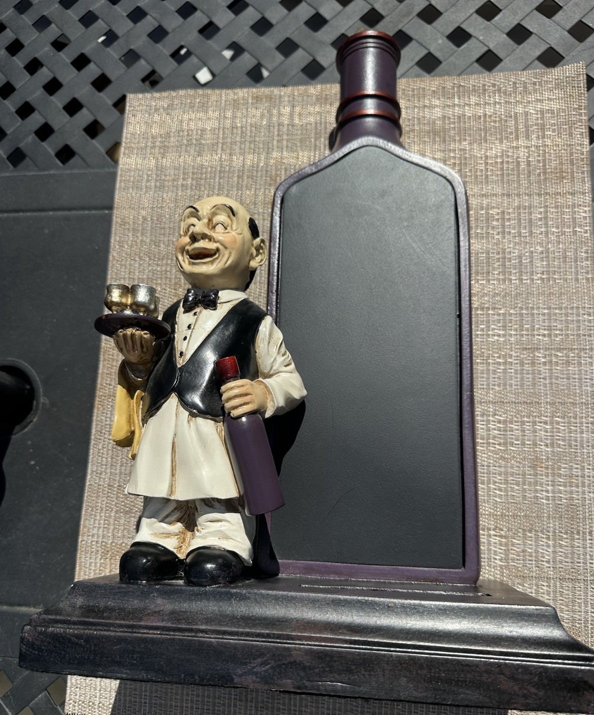 Decorative Resin Butler Chalkboard Wine Bottle Menu Board Kitchen Bar Decor 15”