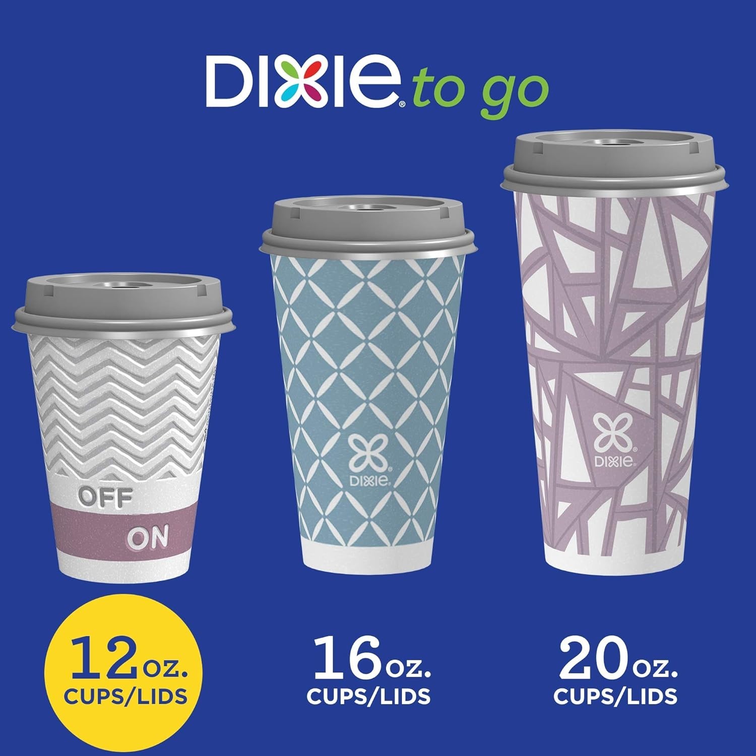 Modern Insulated Paper Coffee Cups, 12 oz with Lids – 28 Count for On-the-Go