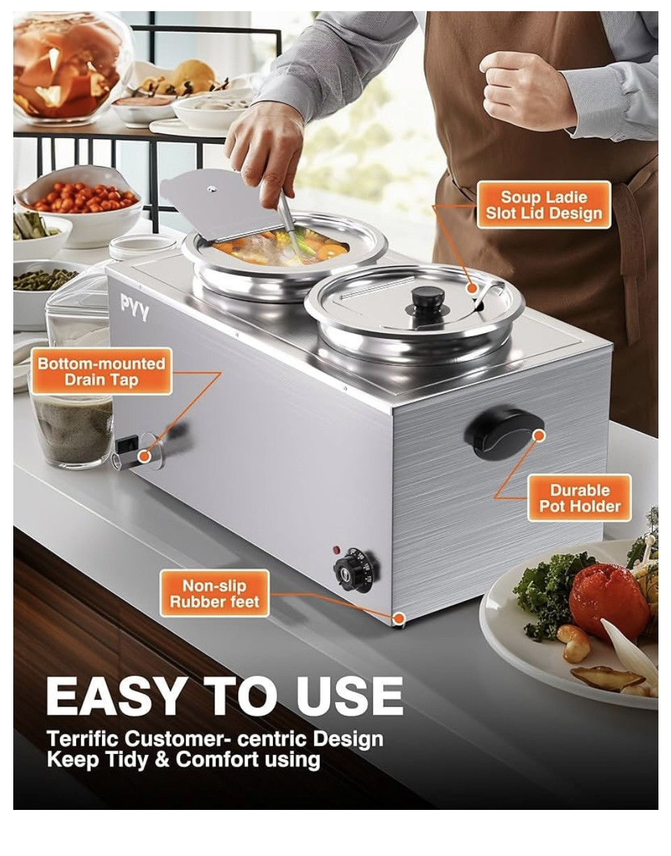 Commercial Soup Warmer – Upgrade Steam Table Food Warmer Electric Countertop …