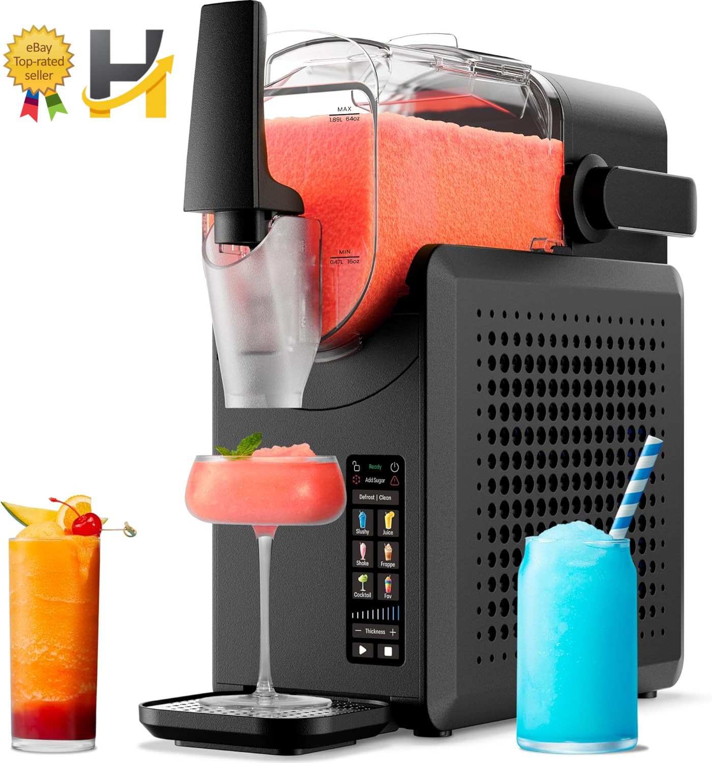 Iceman Slush-Ease Slushy Maker with Customizable Thickness, 64oz, White
