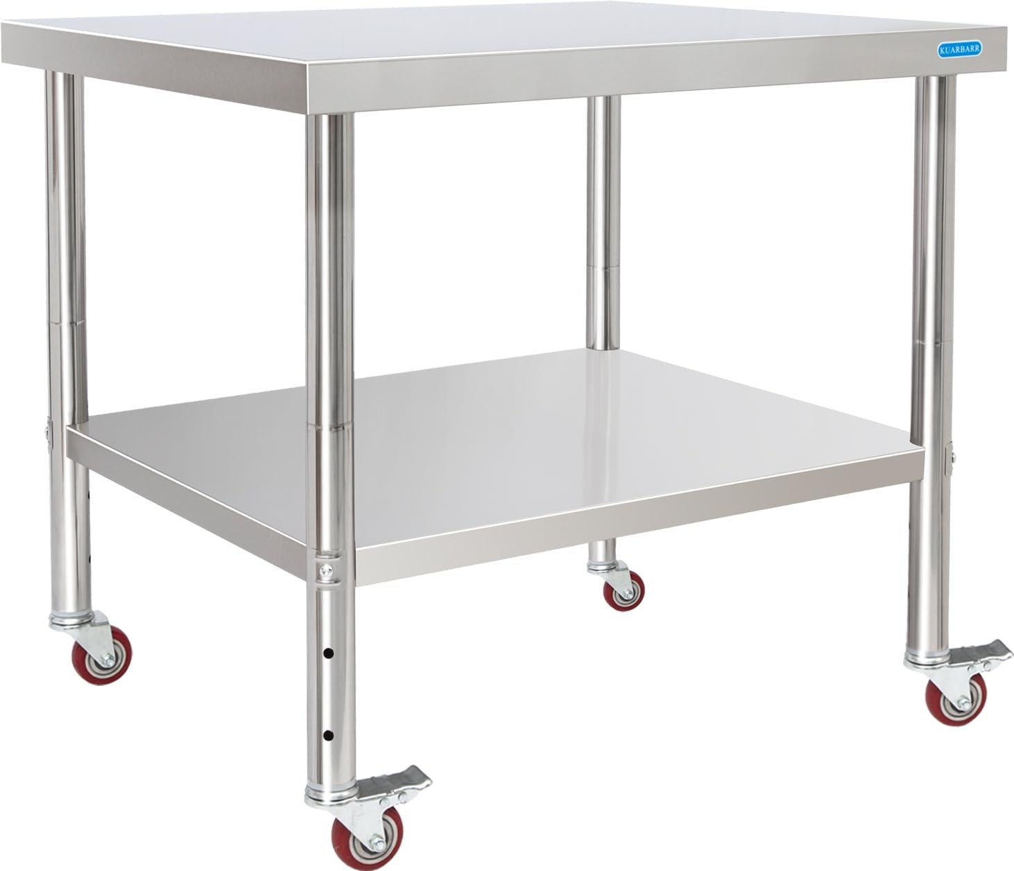 Stainless Steel Table for Prep & Work with 4 Caster Wheels with Undershelf 30…