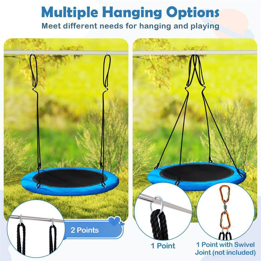Black Blue 40 In. Saucer Tree Swing 660 Lbs. for Kids Adults Outdoor W/Led Light