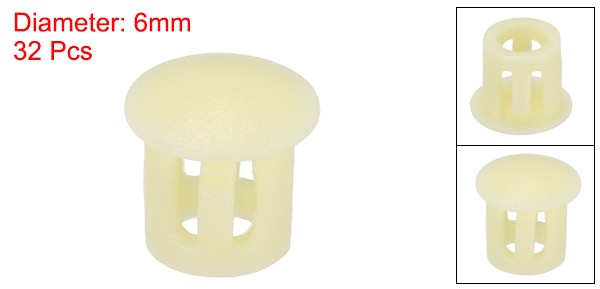 32Pcs 6mm Yellow Nylon Plastic Round Locking Hole Plugs Insert End Caps