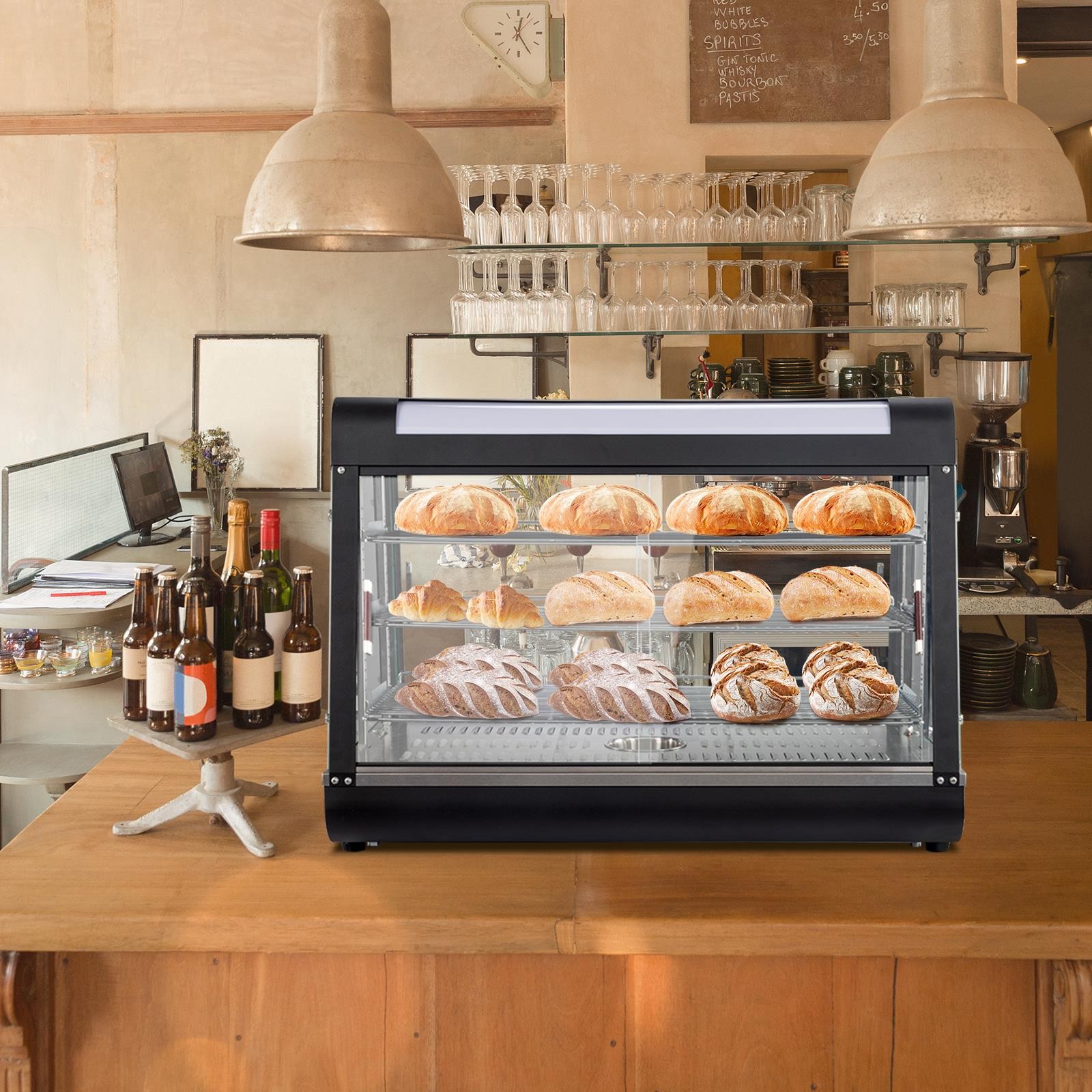 3 Tier 35″ Electric Food Warmer Display Case Commercial Pizza Hamburger Showcase