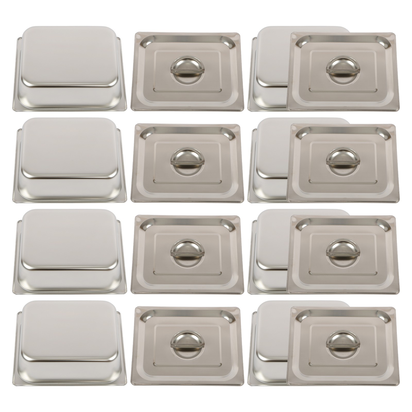 8 Pack 1/2 Size Hotel Pans Steam Table Pan 4″ Deep Stainless Steel with Lid