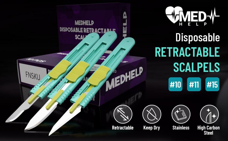 Retractable Disposable Scalpel 15 Disposable Dermaplaning Blades with Plastic