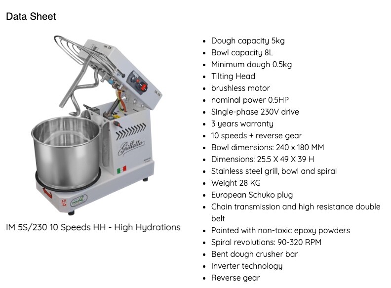 Famag Spiral Mixer IM5 (5KG) Removable Bowl 10 Speed (HH) Bonus Cover – Galaxy