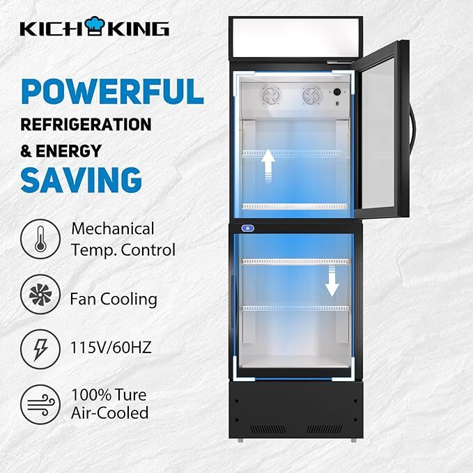 Upright Display Cooler 2 Doors Merchandiser Refrigerator Restaurant 10.9 Cu.ft