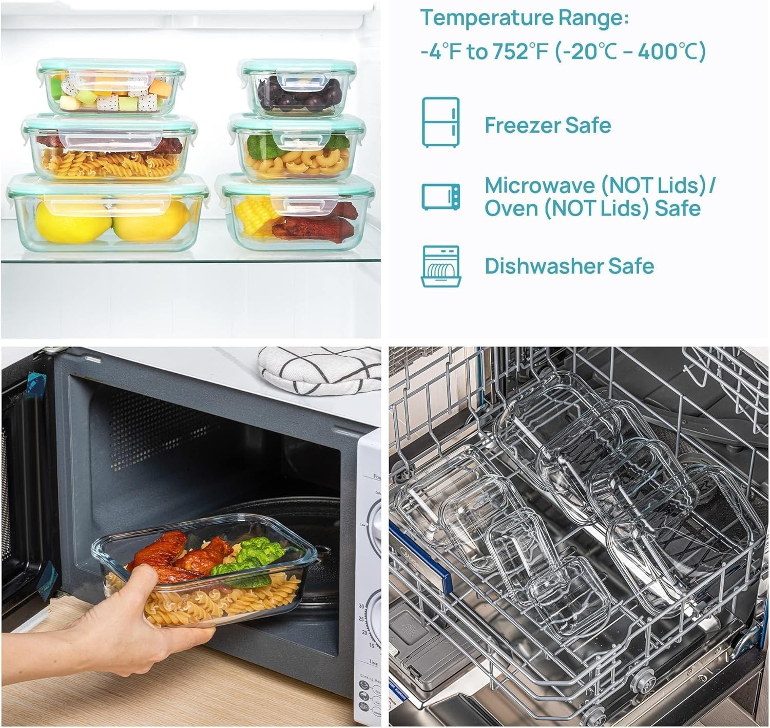 Vtopmart 8 Pack Glass Food Storage Containers Airtight Lids Glass Meal Prep