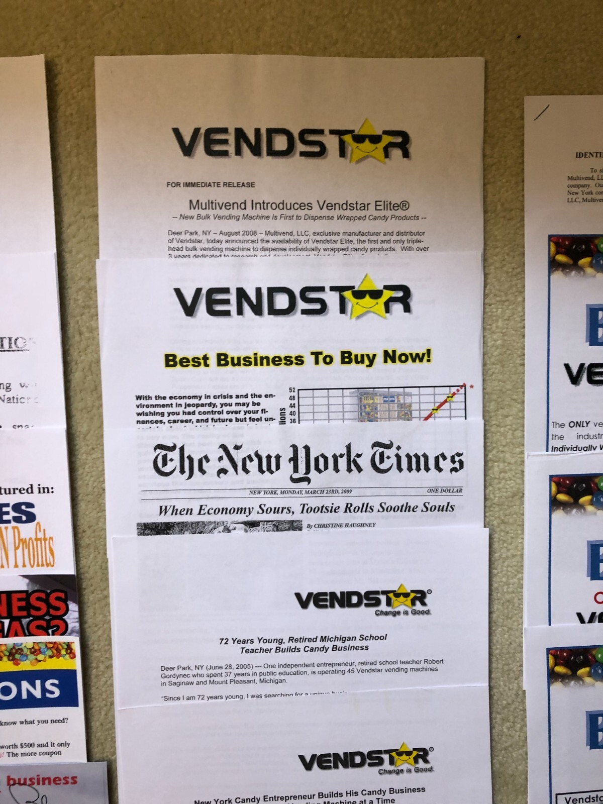 Vendstar 3000 Vending Machines Promotional & Informational Materials! Bulk candy
