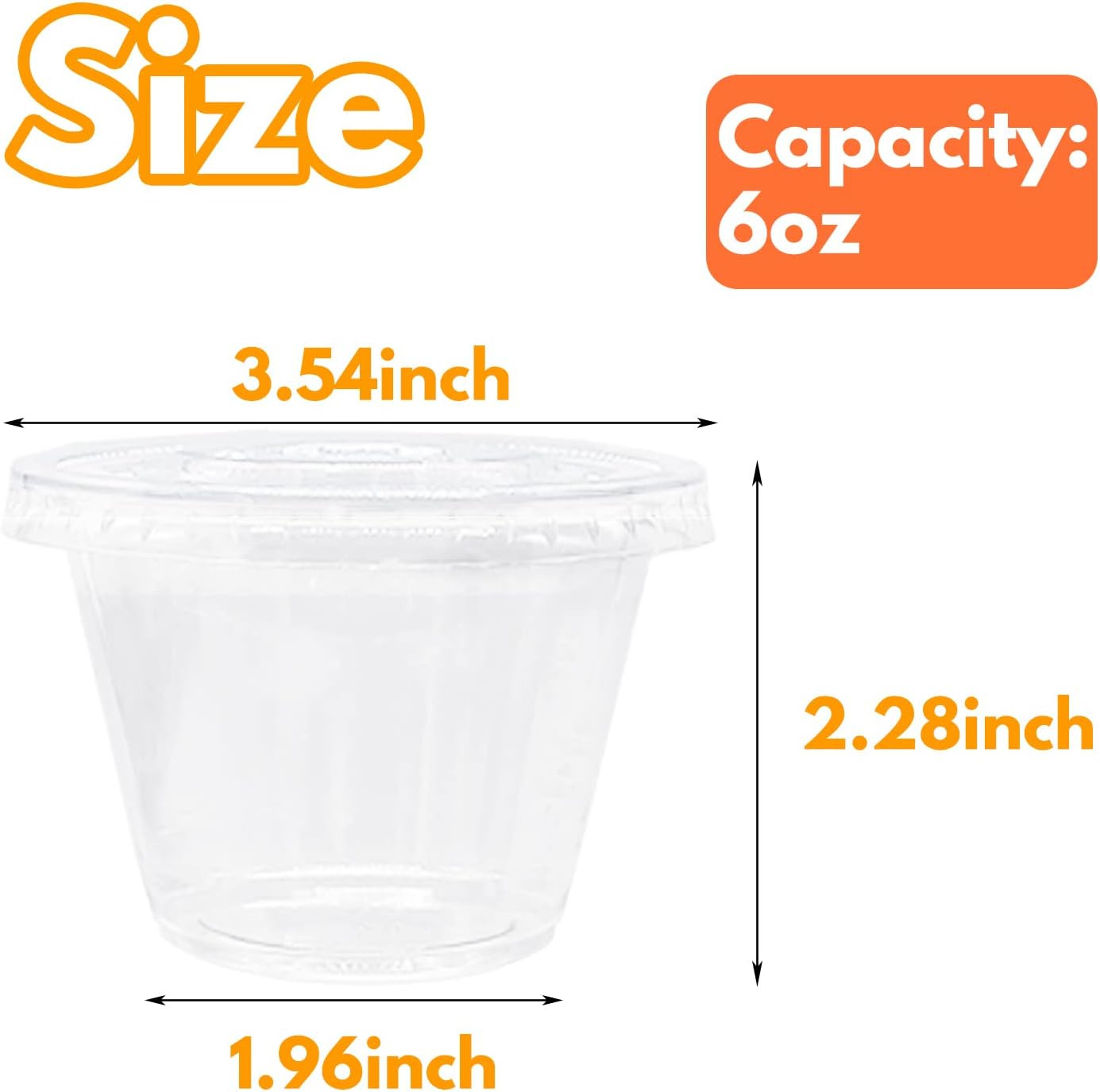 50 Pack Clear Cups with Lids,6 oz Plastic Disposable Cups with Flat Lids(No Hole