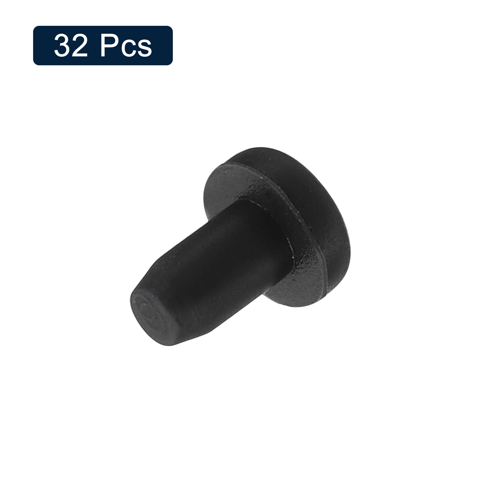 32pcs Black Rubber Stopper 3.5mm Plug Holes for 3-3.3mm/0.12-0.13″ Hole