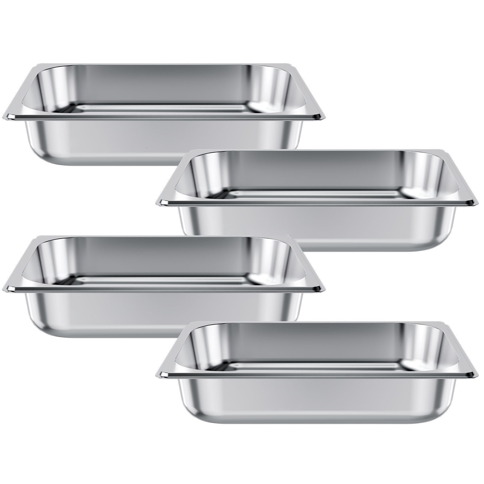Uimoso 1/2 Size Stainless Steel Hotel Pans, 2.5-Inch Deep, Set of 4