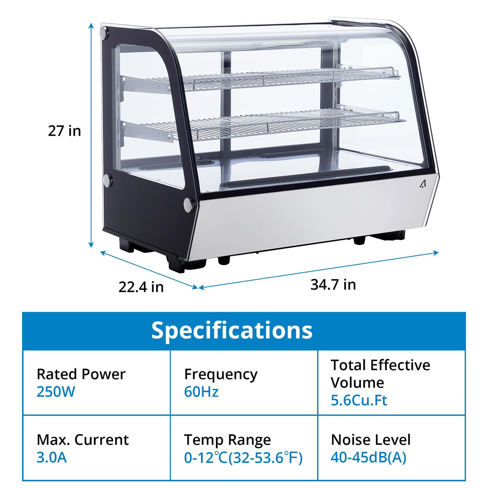 4.6 Cu.Ft Countertop Refrigerated Display Case Bakery Merchandiser Refrigerator