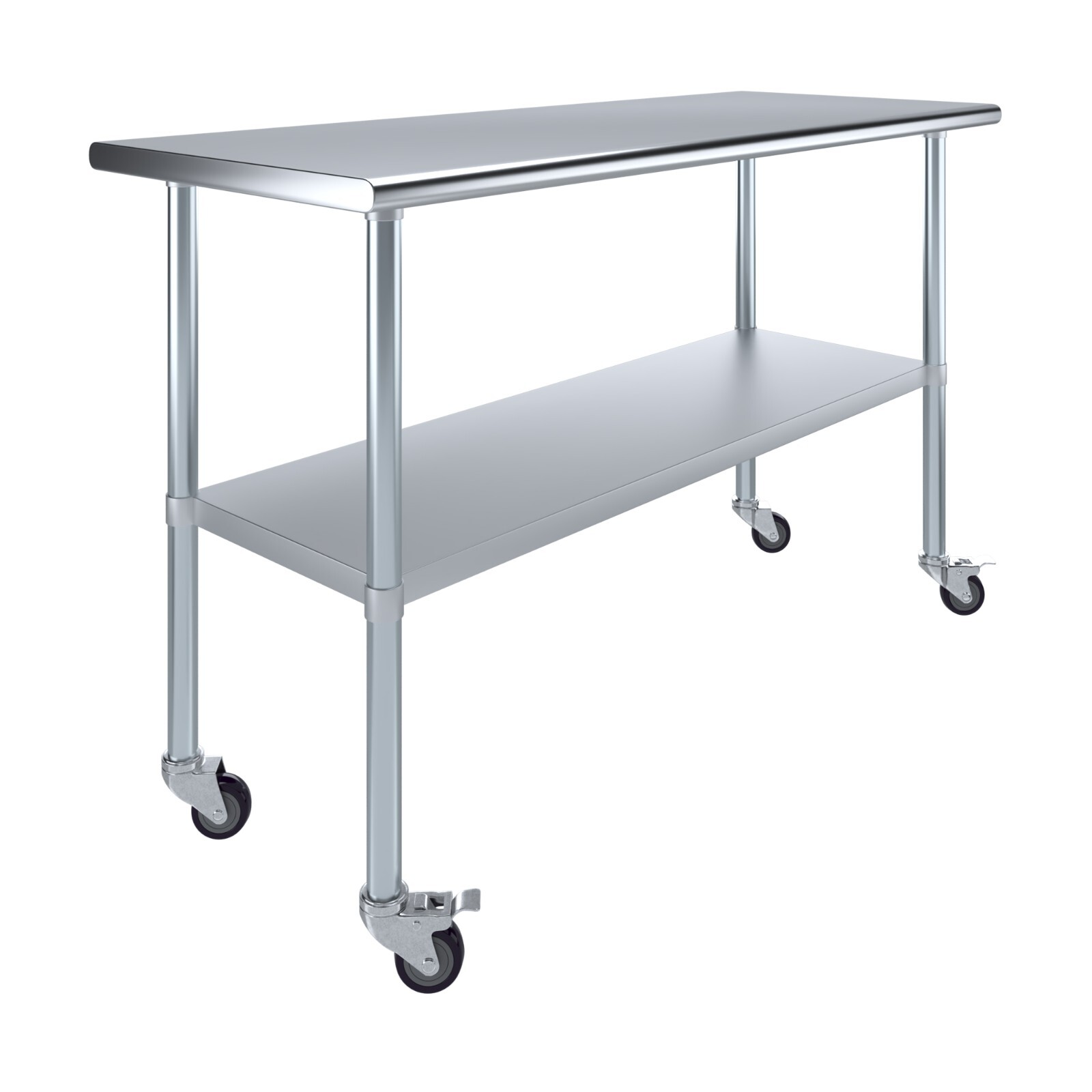 24 in. x 60 in. Stainless Steel Work Table with Wheels | Mobile Food Prep