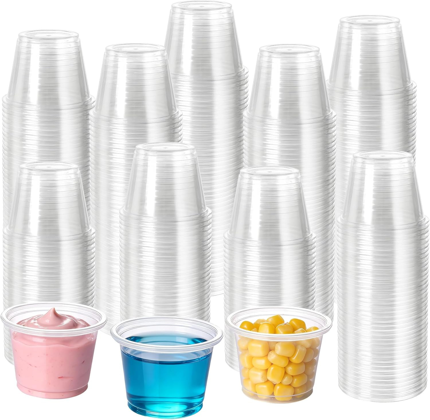 200PCS 1oz Disposable Plastic Portion Cups (No Lids), Small Mini Sauce Cups f…