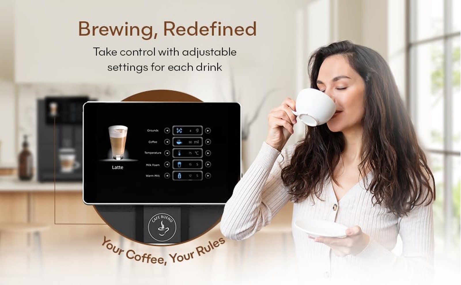 Super Automatic Espresso Machine For Home – Coffee Machine With Grinder & Mil…
