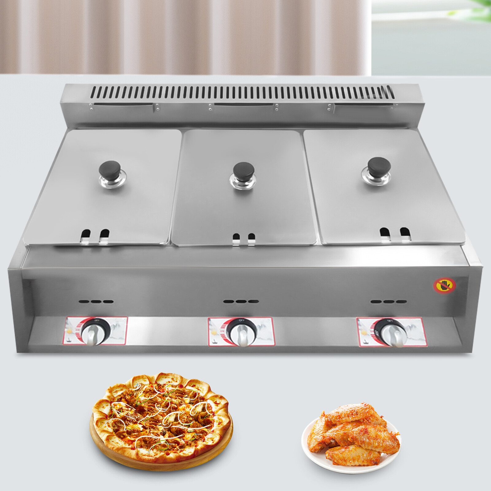 3-Pan Propane Gas Food Warmer Restaurant Tabletop Desktop Countertop Steam Table