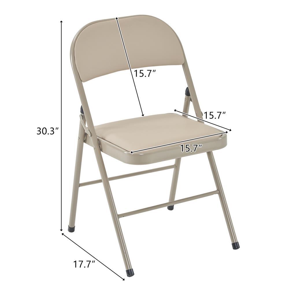 Set of 4 Upholstered Padded Seat Metal Frame Folding Chair Portable