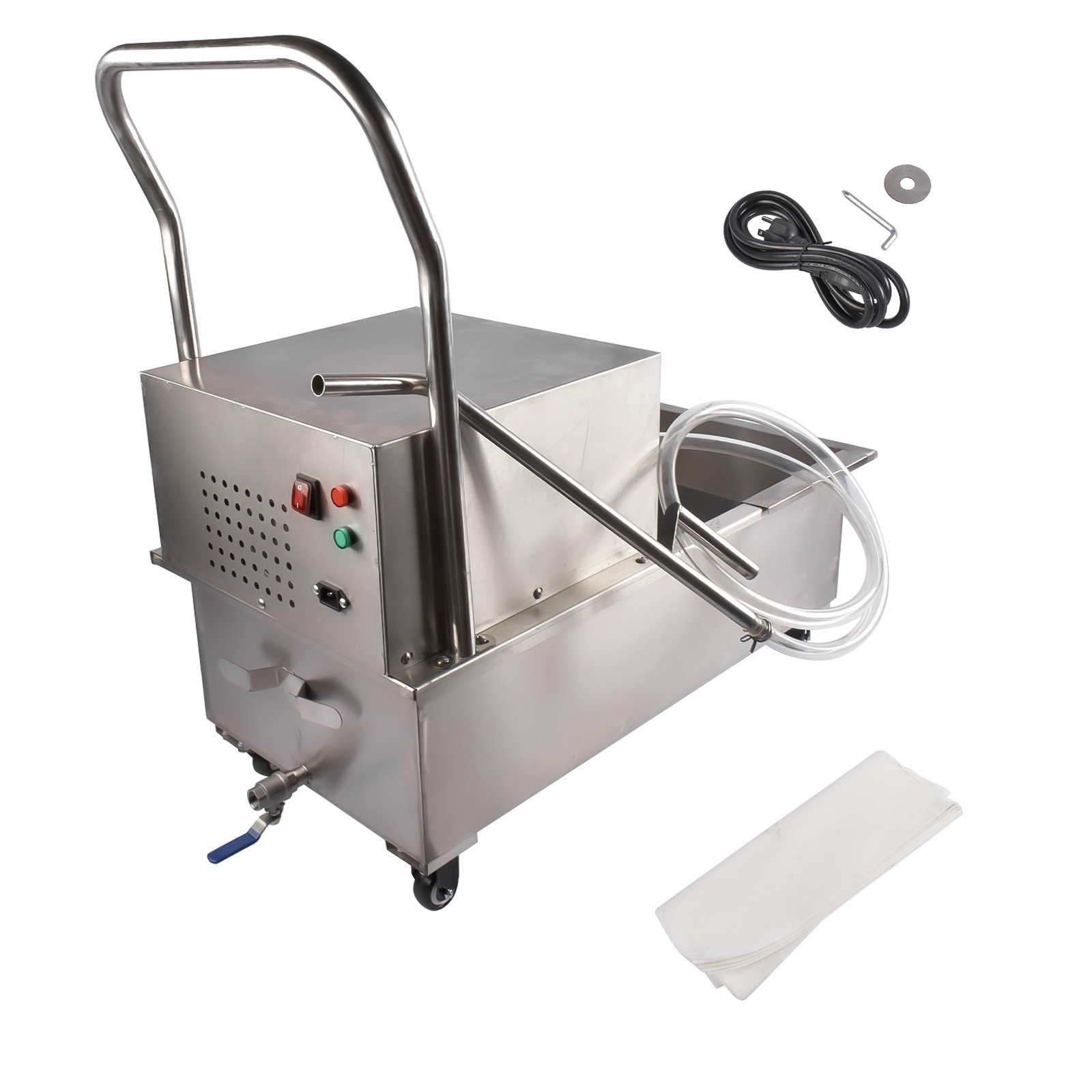 Fryer Oil Filter Cart Machine Commercial Cooking Oil Filtration System 110V 370W