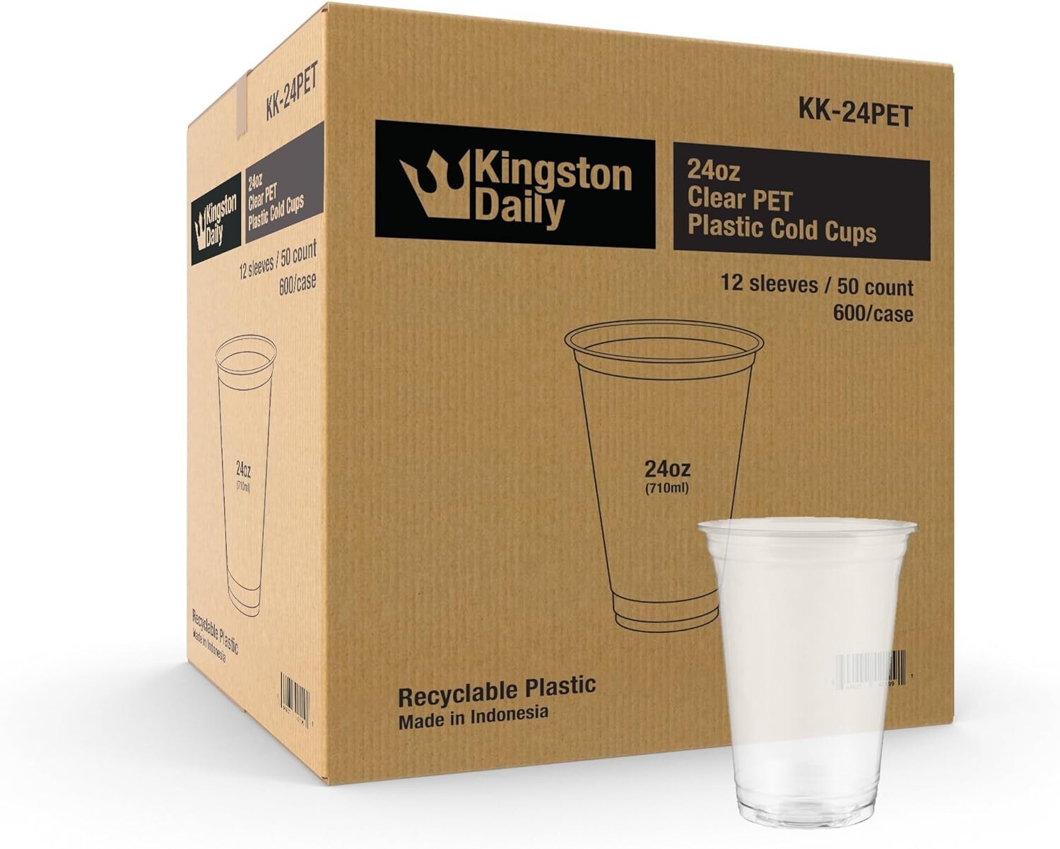 600 PACKS 24 oz Clear Plastic Cups Disposable Cold Cups PET Cups Fit 98mm Lids