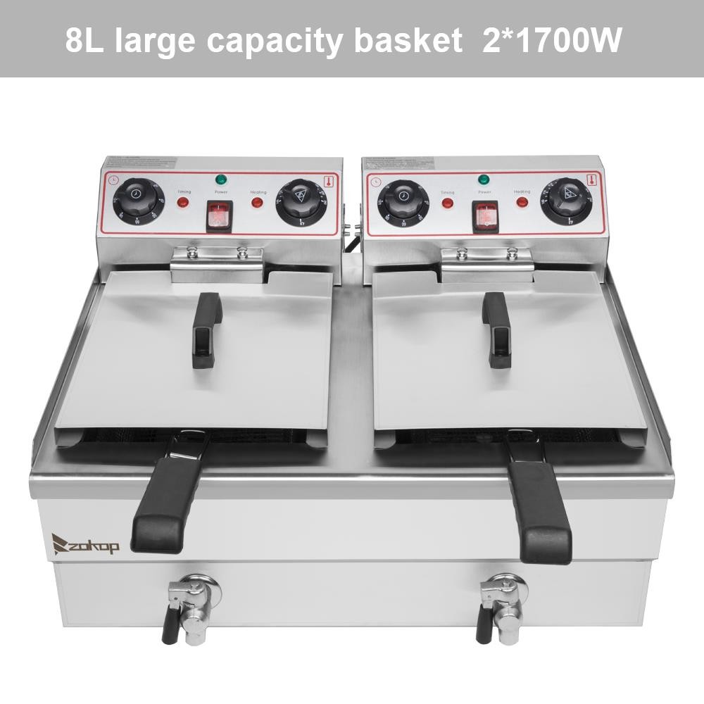 ZOKOP 3400W 24.9QT Electric Countertop Deep Fryer Commercial Basket Fry Home New