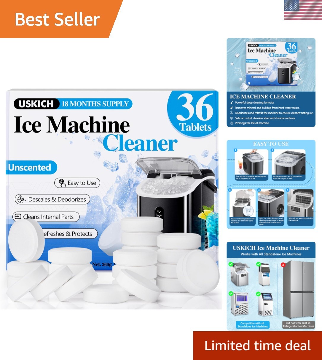 Powerful 36-Count Descaling Tablets for Ice Makers – Nickel Safe Formula
