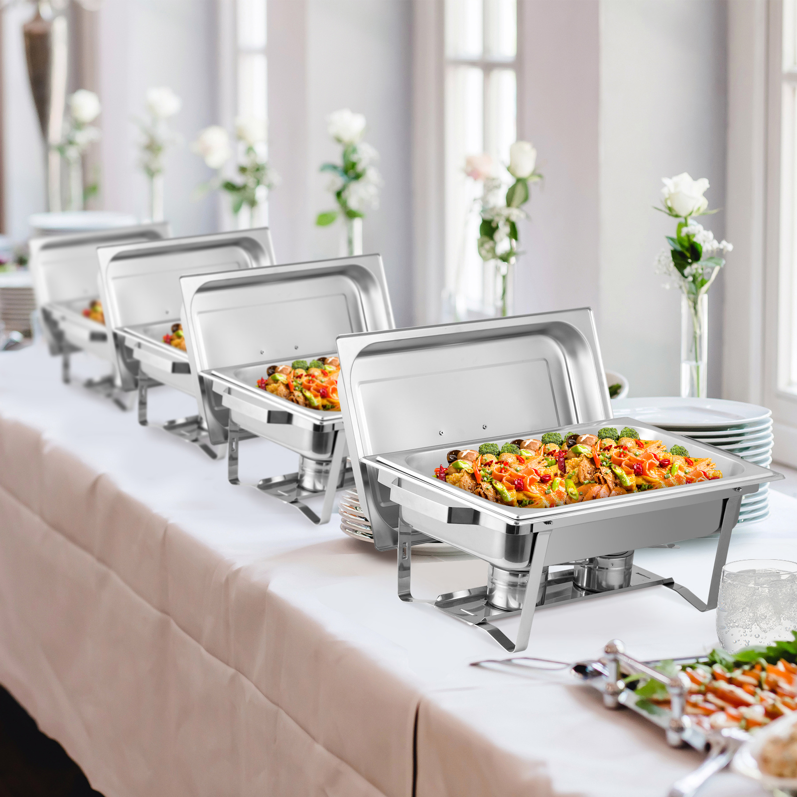 8 Pack 8 QT Stainless Steel Chafing Dish Buffet Set Catering Food Warmer