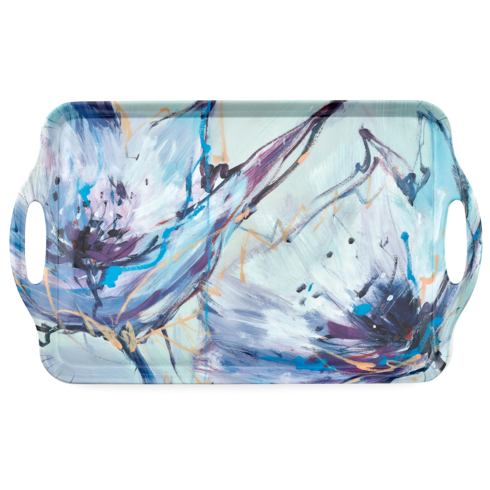 Pimpernel Large Handled Melamine Serving Tray – 18.9″ x 11.6″ Floral Lilac