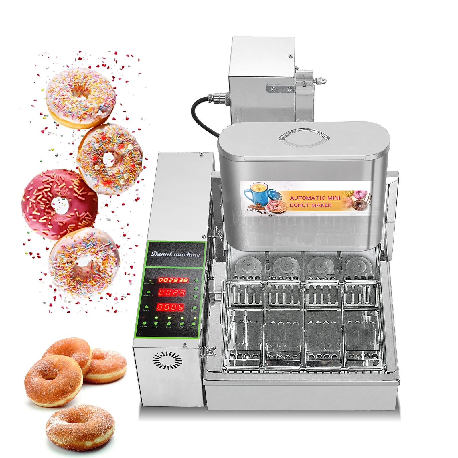 Kolice 4 Rows Automatic Doughnut Maker, Donut Machine,Donuts Frying Machine