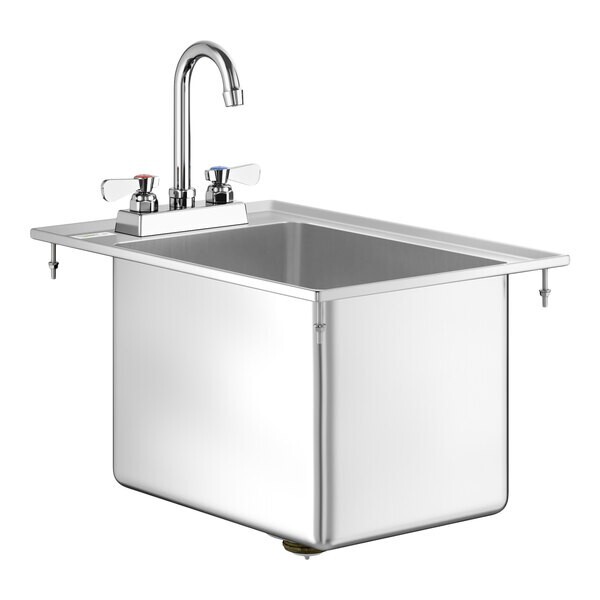 19″W x 13″L 16G Stainless Steel One Compartment Drop-In Sink w/ Gooseneck Faucet