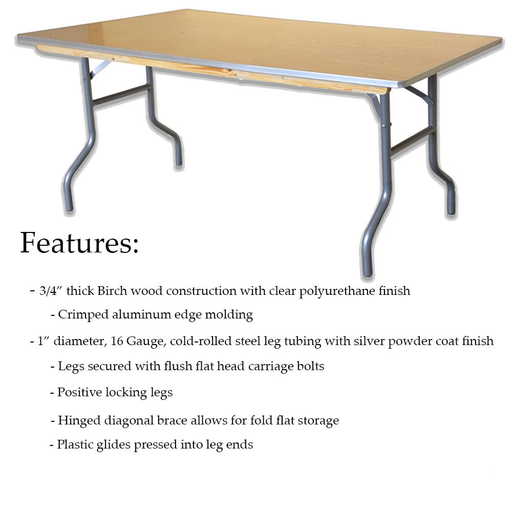 Wood Folding Table 4ft Rectangle Banquet Dining Event Party Reception BBQ 4 Pack