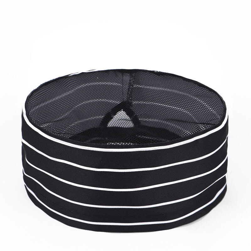Kitchen Cooking Chef Hat Restaurant Service Flat Top Mesh Breathable Beanie Cap