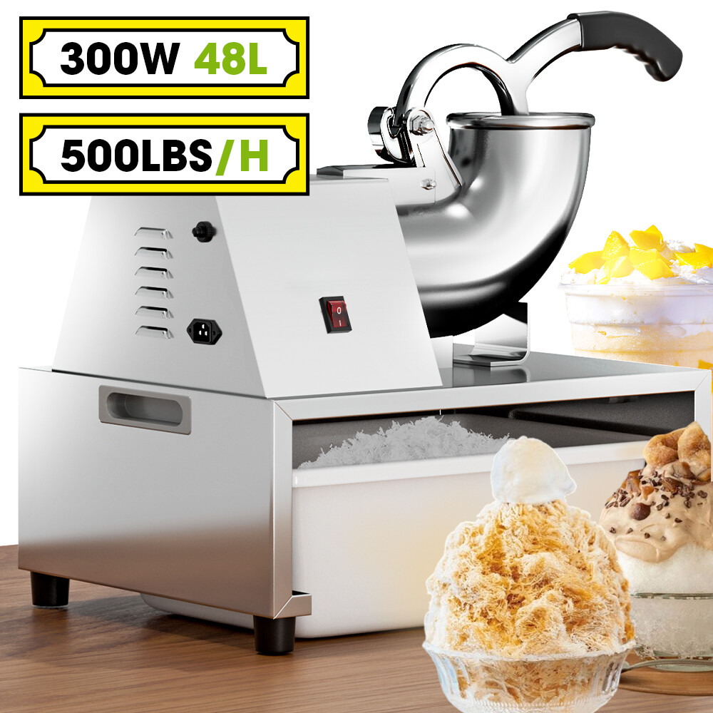 Commercial Ice Shaver 500LBS/H Electric Ice Crusher Snow Cone Machine 300W 48L
