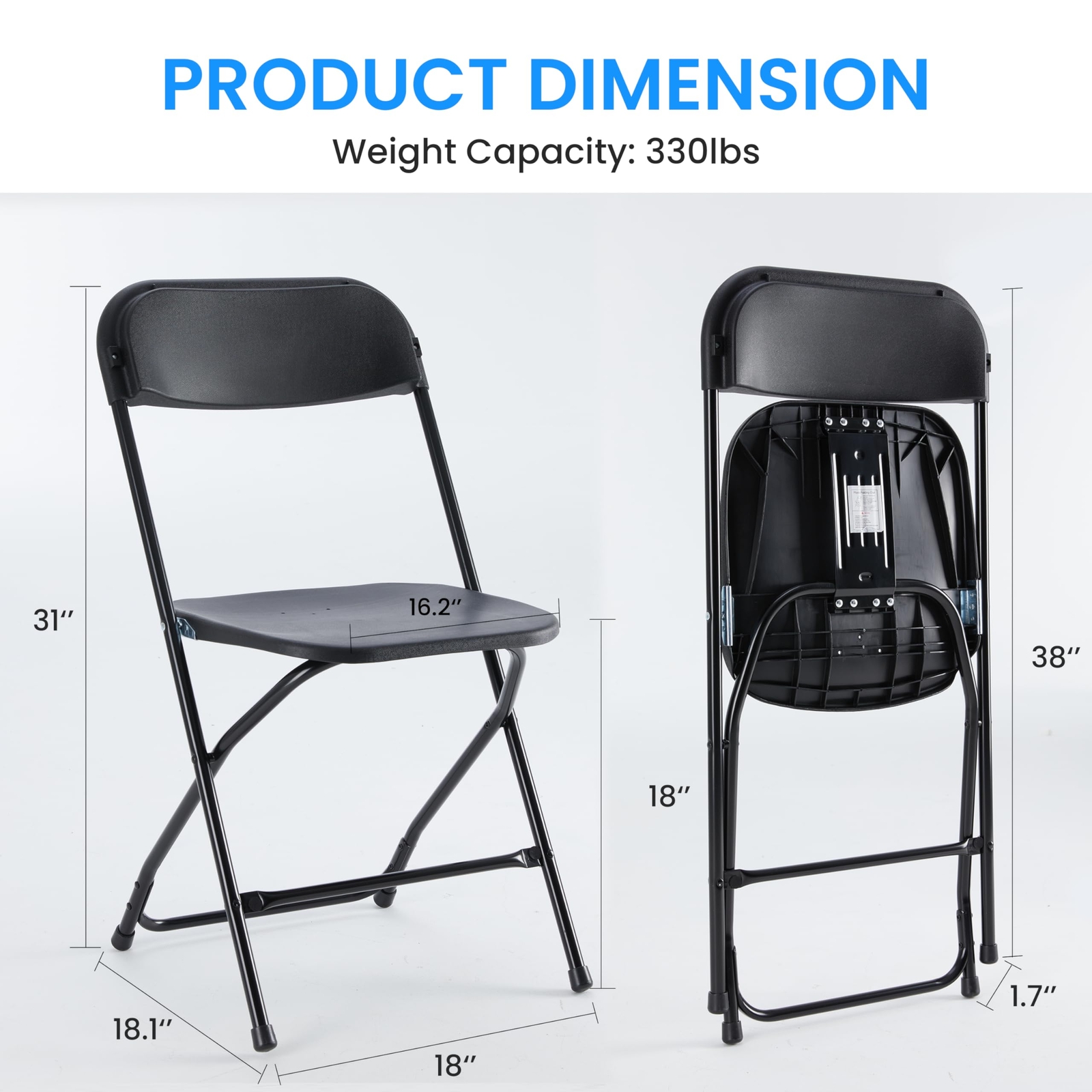 10 Pack Folding Chair Plastic Foldable Stackable Portable Outdoor/Indoor Black