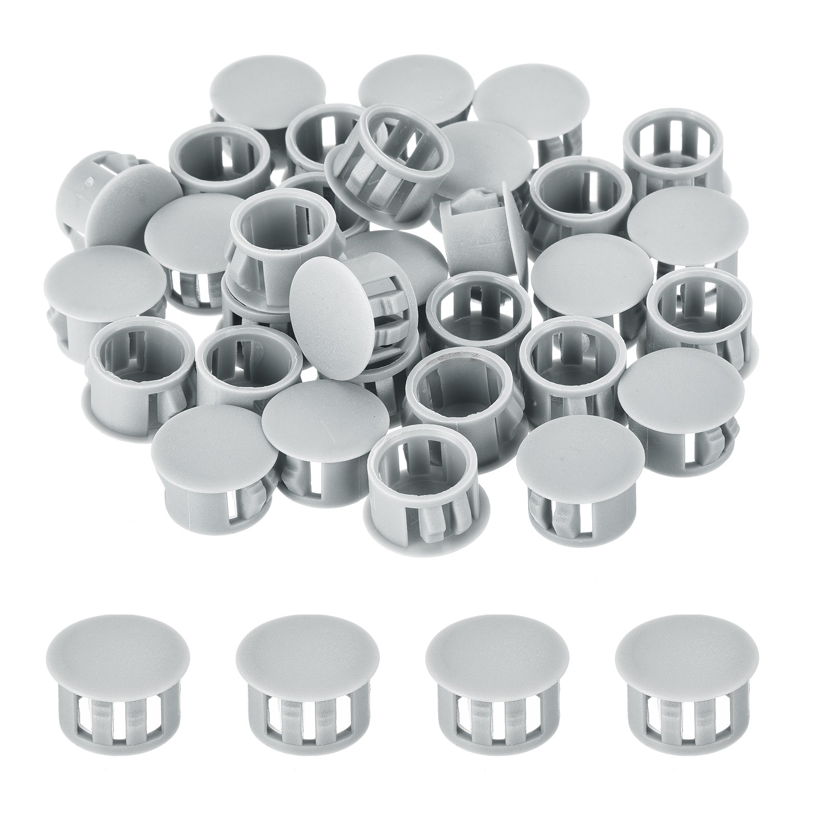 32Pcs 14mm Light Gray Nylon Plastic Round Locking Hole Plugs Insert End Cap