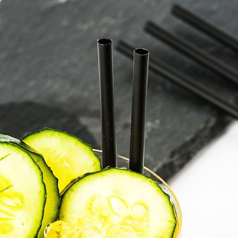 Summerdate 500Pcs Black Disposable Straws5.12 Straight Flat Straw0.16 Diameter