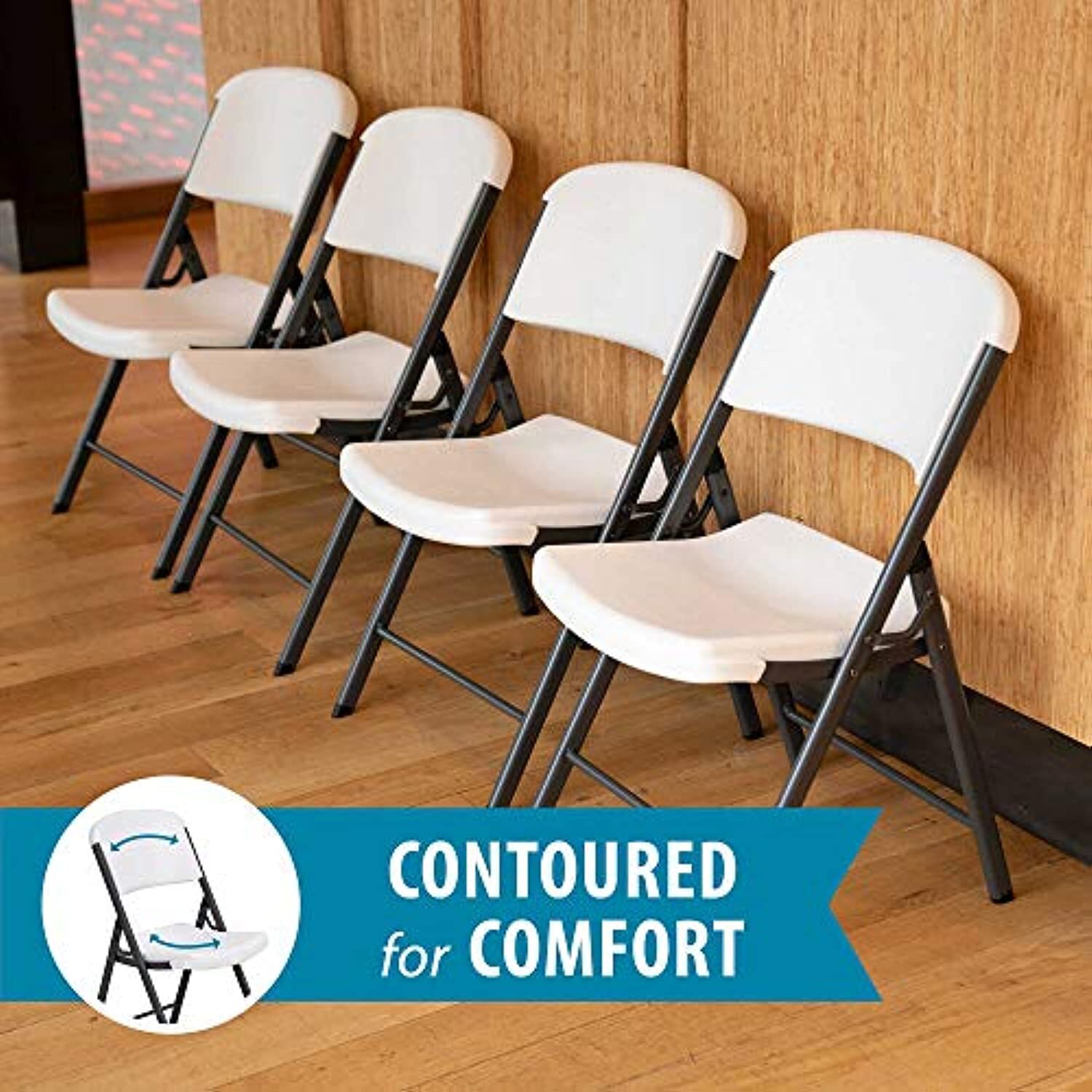 LIFETIME Commercial Grade Folding Chairs, 6 Pack, White Granite