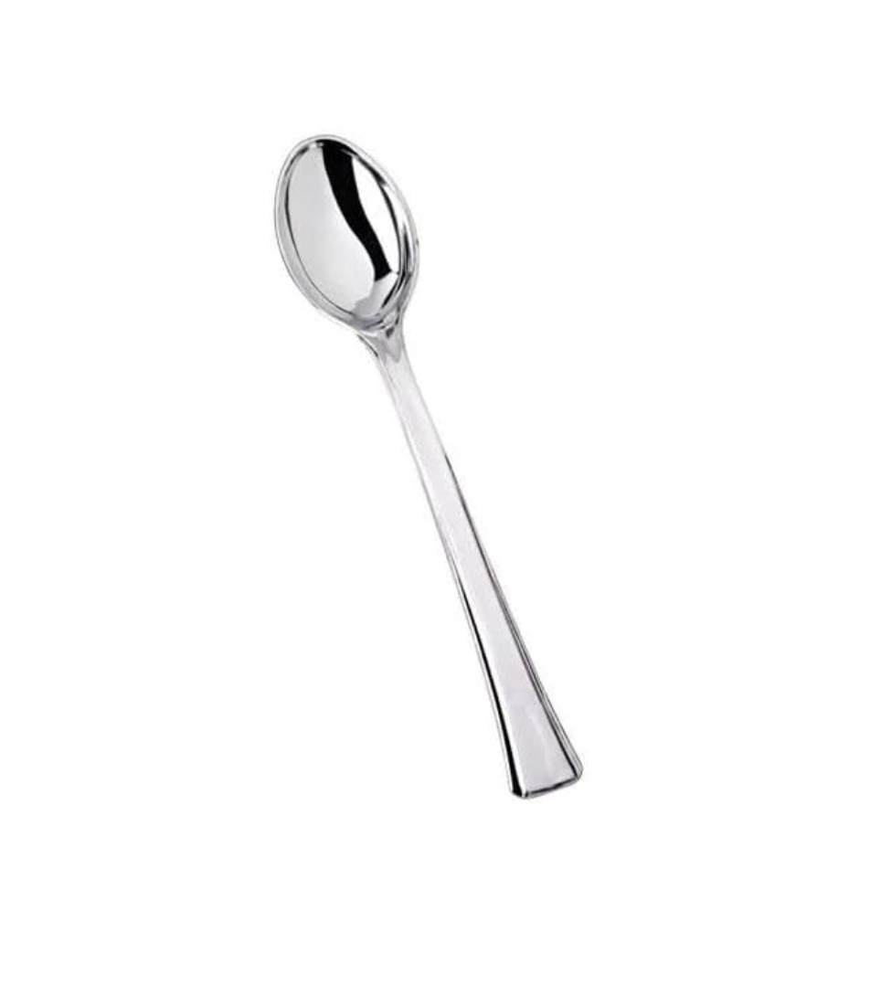 Mini Polished Silver Plastic Spoon – Disposable Utensils for Desserts 144pcs