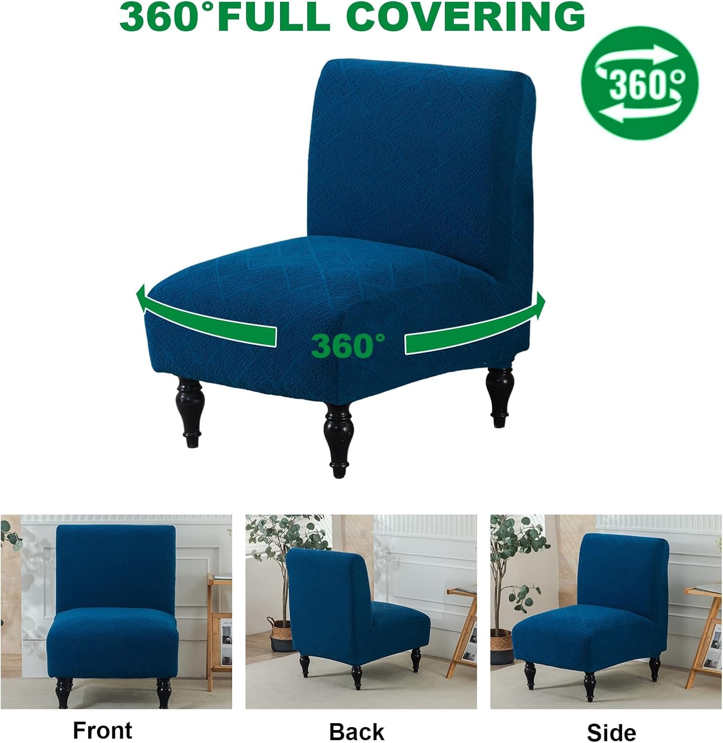 Armless Accent Chair Cover Stretch Jacquard Accent Chair Covers Without Arms