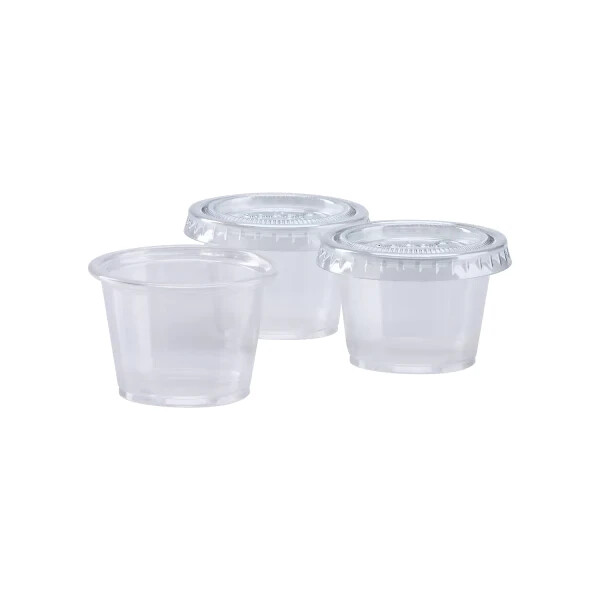Karat 1oz Tall PET Plastic Portion Cup Lids – 2,500 ct, FP-PL075-PET