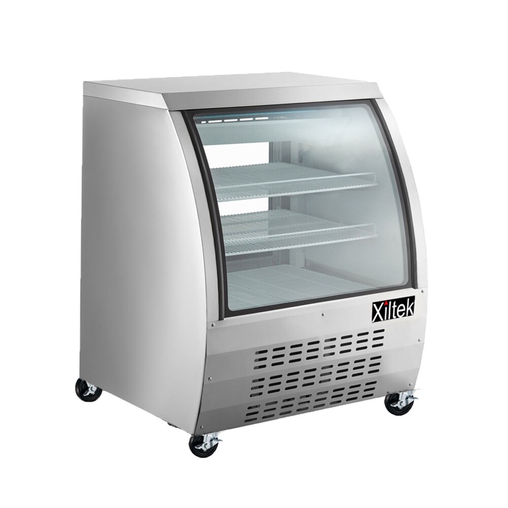 Commercial Deli Case Display Refrigerator Food Counter w/Casters Stainless Steel